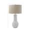 Hello Honey® 30" White Terracotta Table Lamp with Natural Linen Shade